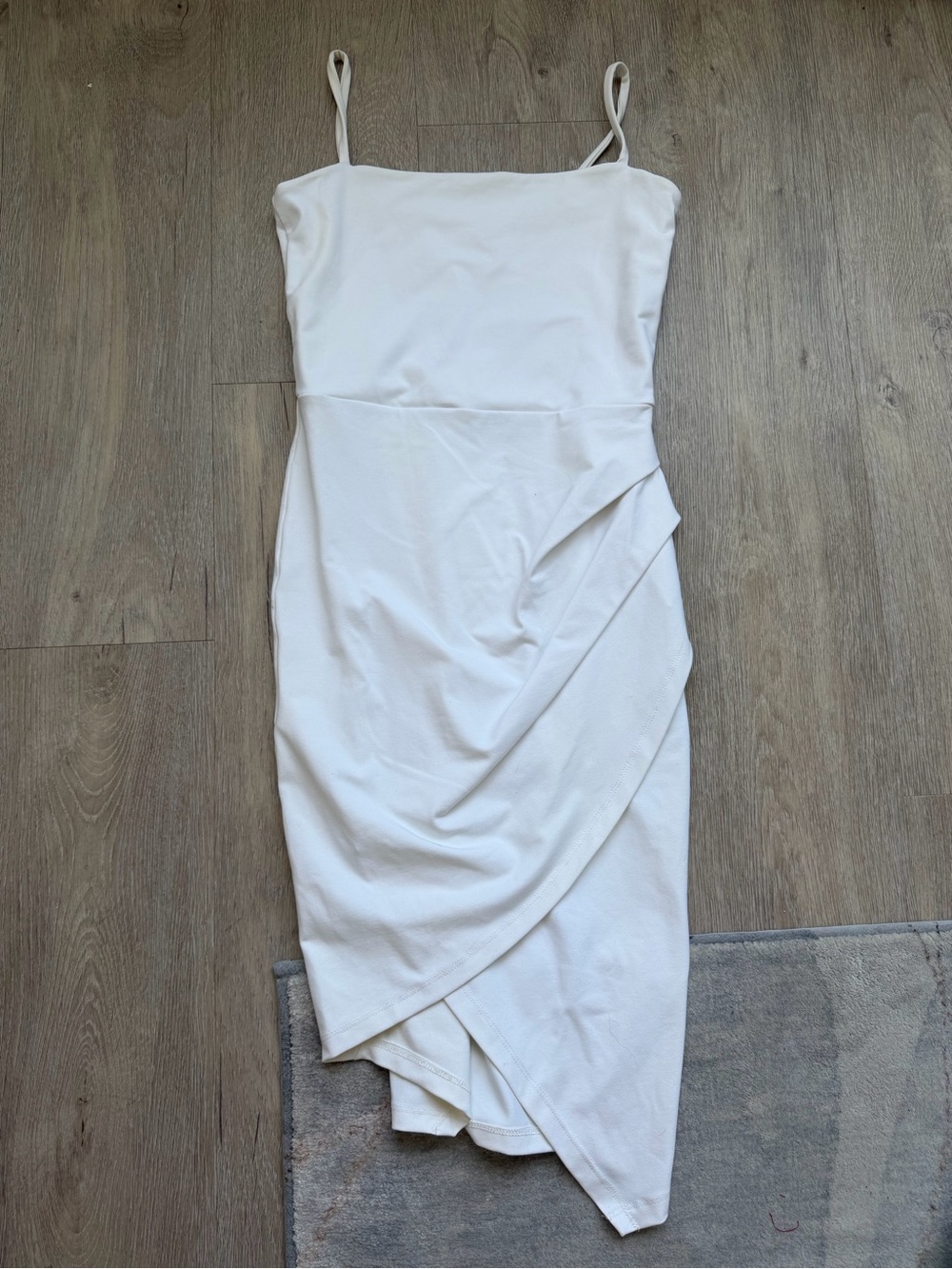 Susana Monaco White Draped Spaghetti-Strap Midi Dress